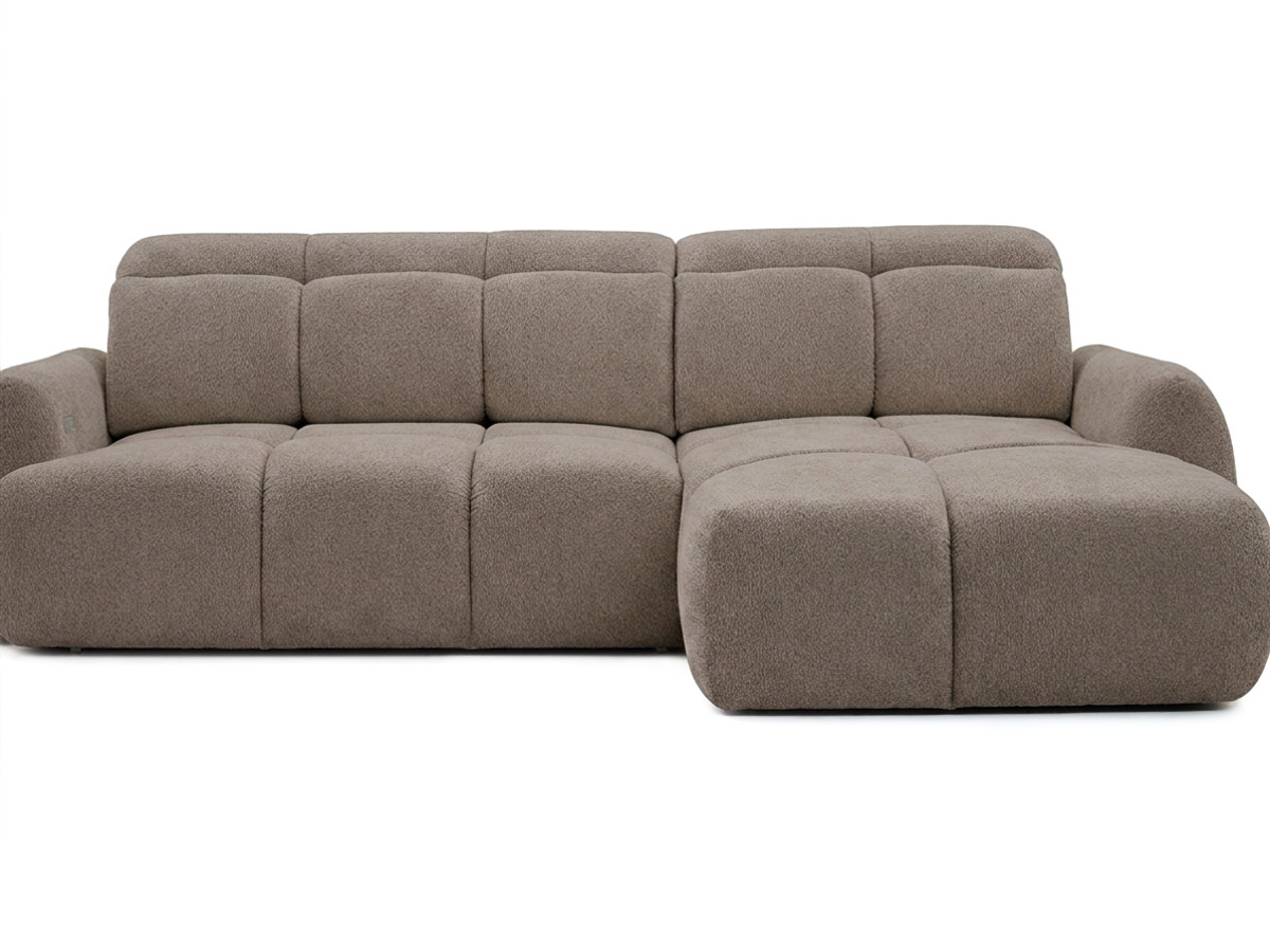 Bobochic Ruby Ecksofa mit Schlaffunktion und Bettkasten Chenille Braun Ecke rechts
