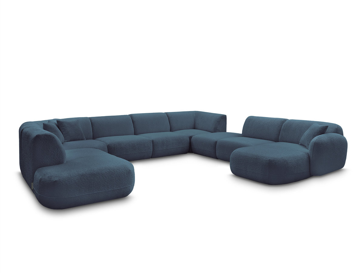 Bobochic Anda Wohnlandschaft mit Pouf 396 × 357 cm Chenille Hellblau Ecke rechts