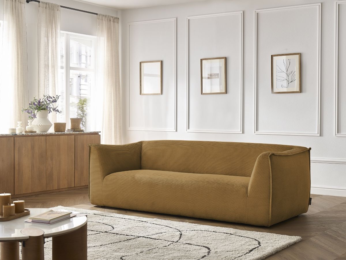 Bobochic Giorgia Sofa 3-Sitzer Cordsamt Gelb