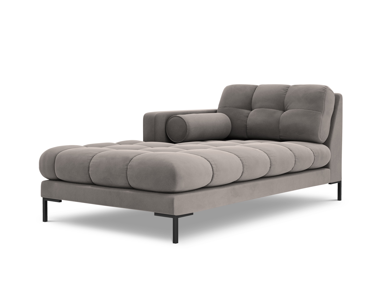 Cosmopolitan Design Chaiselongue Bali Samt Bluvel Hellgrau Links Beine Schwarzes Metall