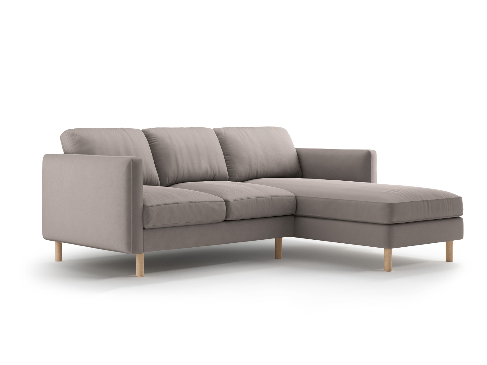 Micadoni Ecksofa Eden 3-Sitzer Rechts Samt Warmes Grau