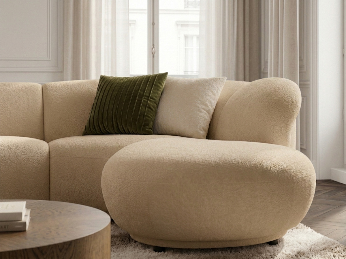 Bobochic Nora Ecksofa Chenille Beige Ecke rechts
