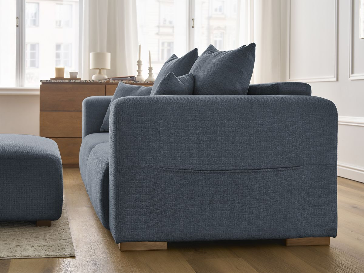 Bobochic Sidonie Sofa 3-Sitzer mit Pouf Melange-Stoff Dunkelblau