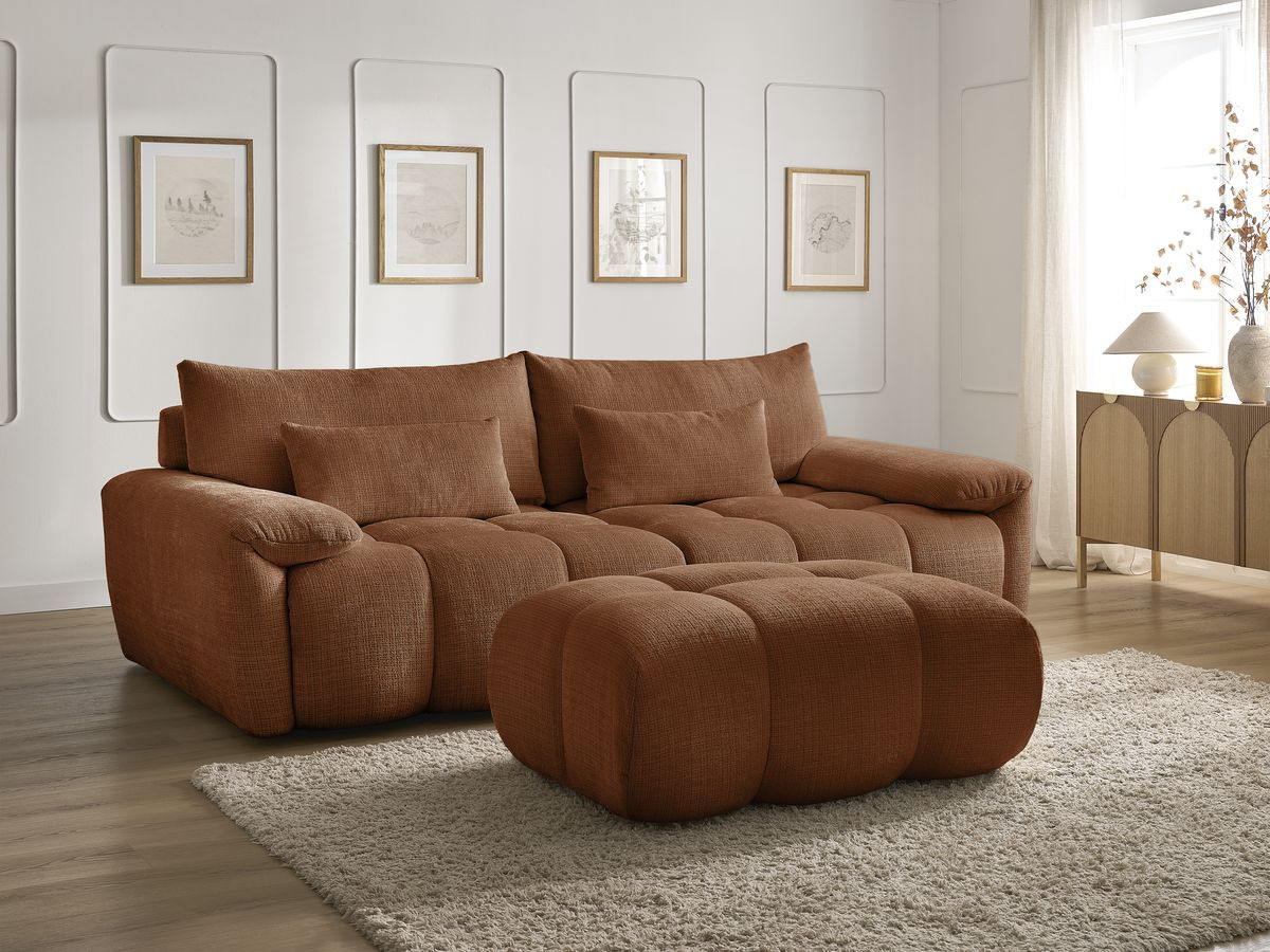 Bobochic Ivane Sofa 4-Sitzer Strukturstoff Orange