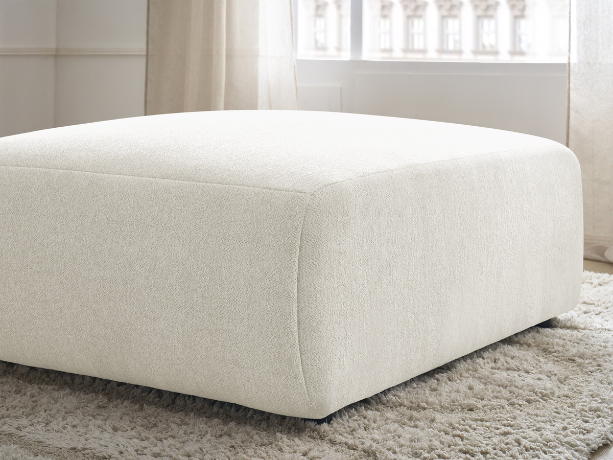Bobochic Jana Pouf 94 × 114 cm Melange-Stoff Weiß