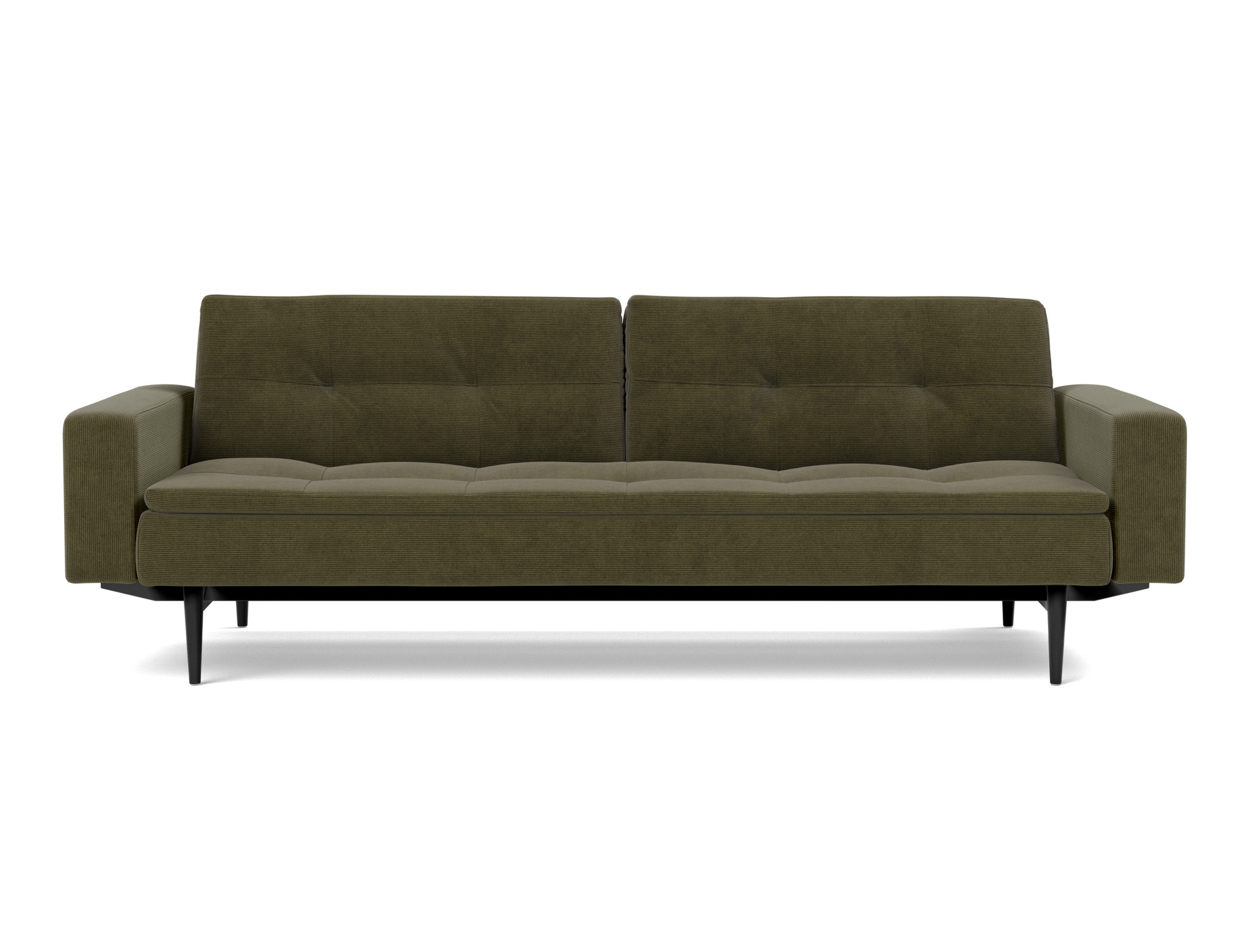 Schlafsofa Dublexo mit Armlehnen Kord Cordufine 316-Pine-Green Beine Styletto Eiche schwarz