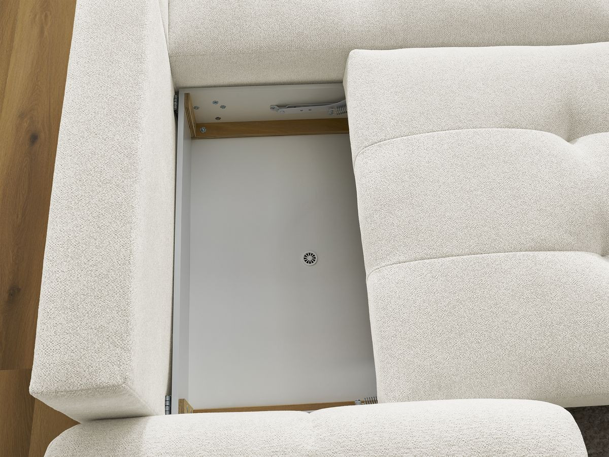 Bobochic Roxelane Ecksofa mit Schlaffunktion und Bettkasten 258 × 150 cm Melange-Stoff Weiß Ecke rechts