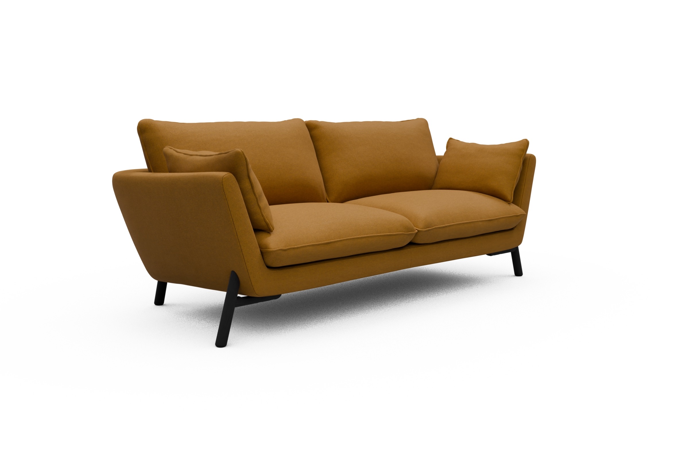 Sofa Emil 3-Sitzer Beinfarbe Eiche Schwarz Satya-Ocre