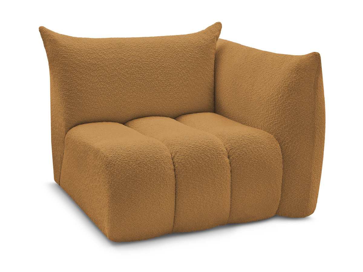 Bobochic Azra Sofamodul 1-Sitzer 117 × 112 cm Bouclé-Stoff Gelb Ecke rechts