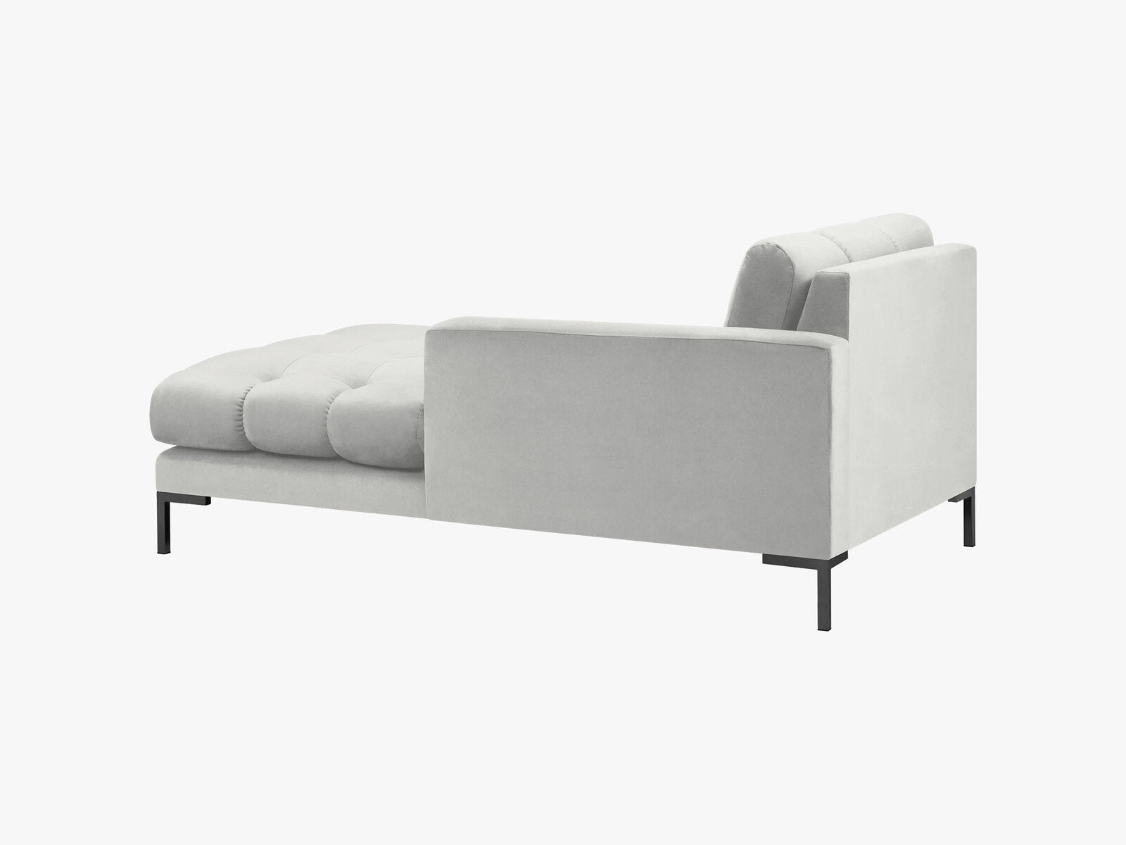 Micadoni Recamiere Mamaia 1-Sitzer Rechts Samt Bluvel Silber schwarze Beine