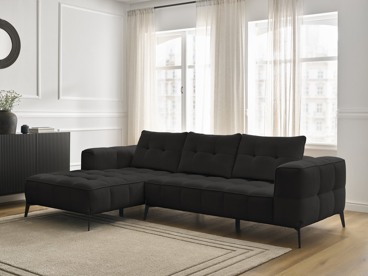 Bobochic Anis Ecksofa Strukturstoff Schwarz Ecke links