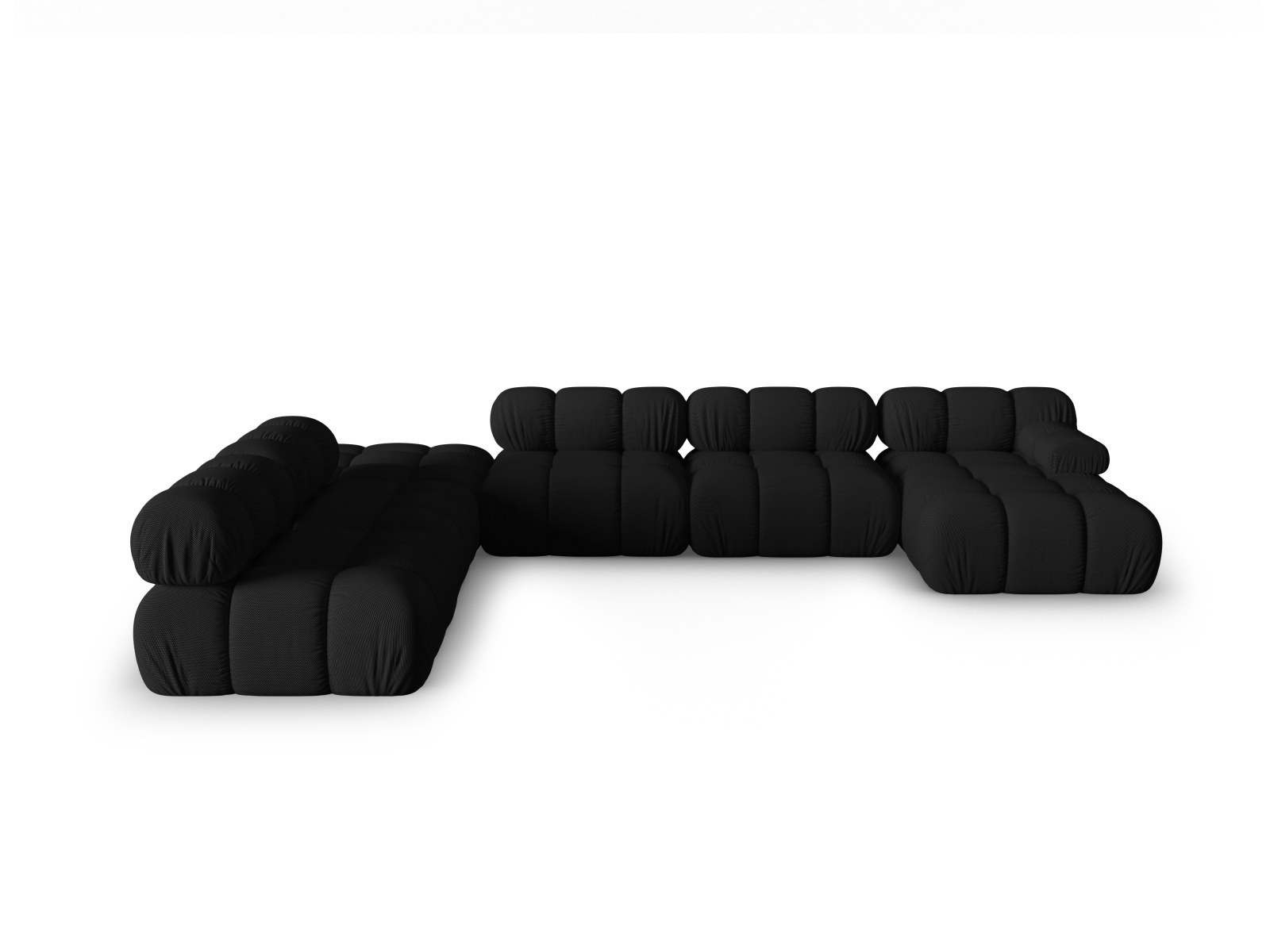 Micadoni Modulares Panorama Ecksofa Bellis 7-Sitzer Links 3D-Stoff Sonic Schwarz
