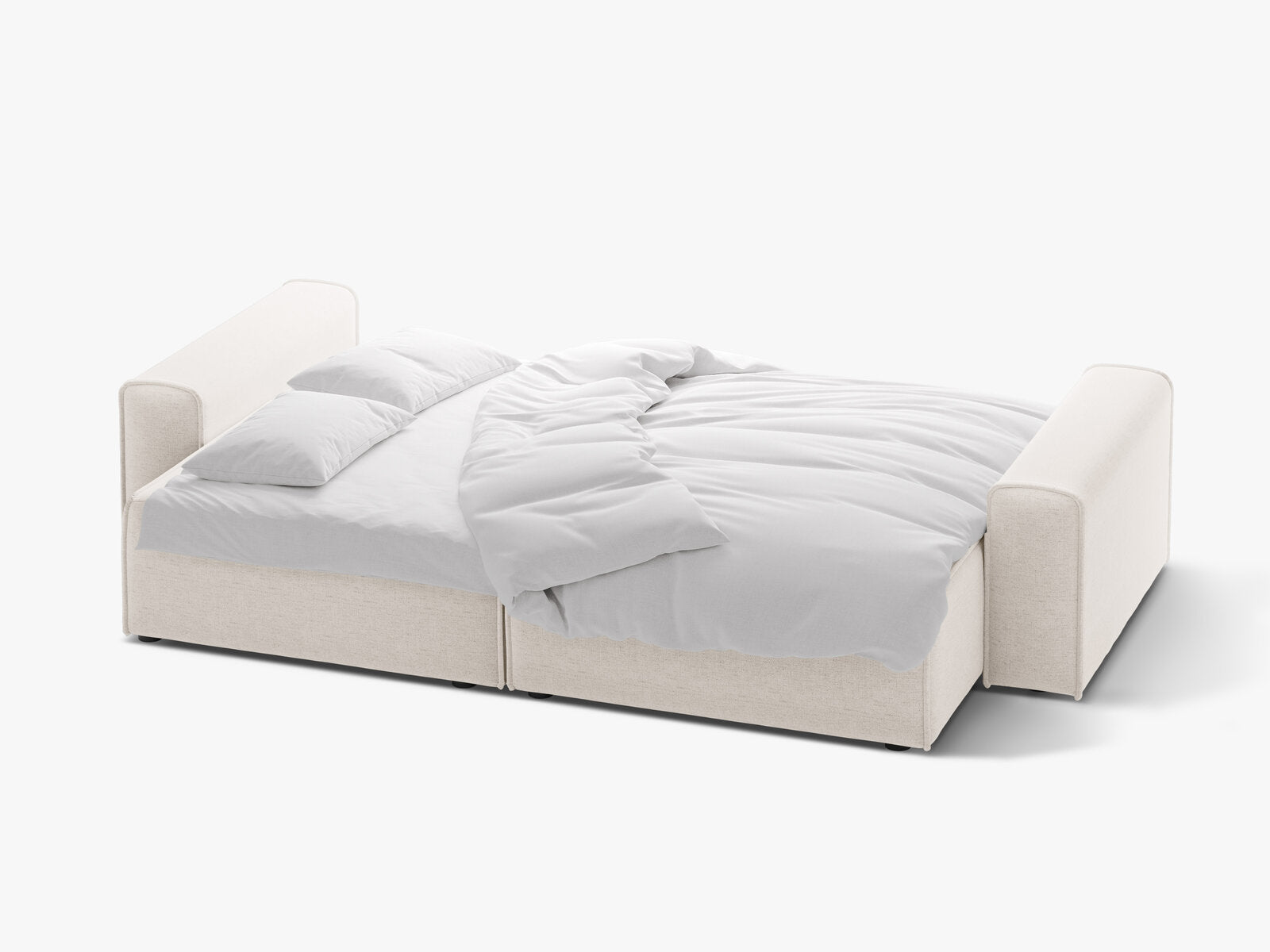 Micadoni Sofa Victor 3-Sitzer mit Schlaffunktion Strukturierter Stoff Helles Beige