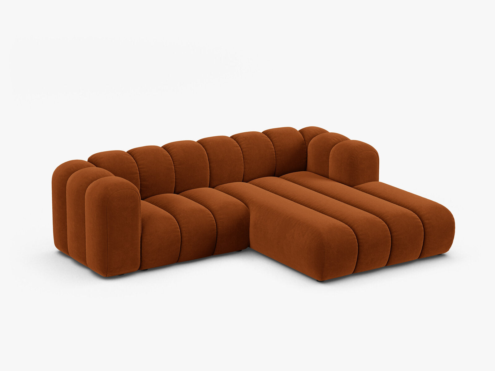 Micadoni Modulares Ecksofa Lupine 3-Sitzer Rechts Samt Salvador Terrakotta