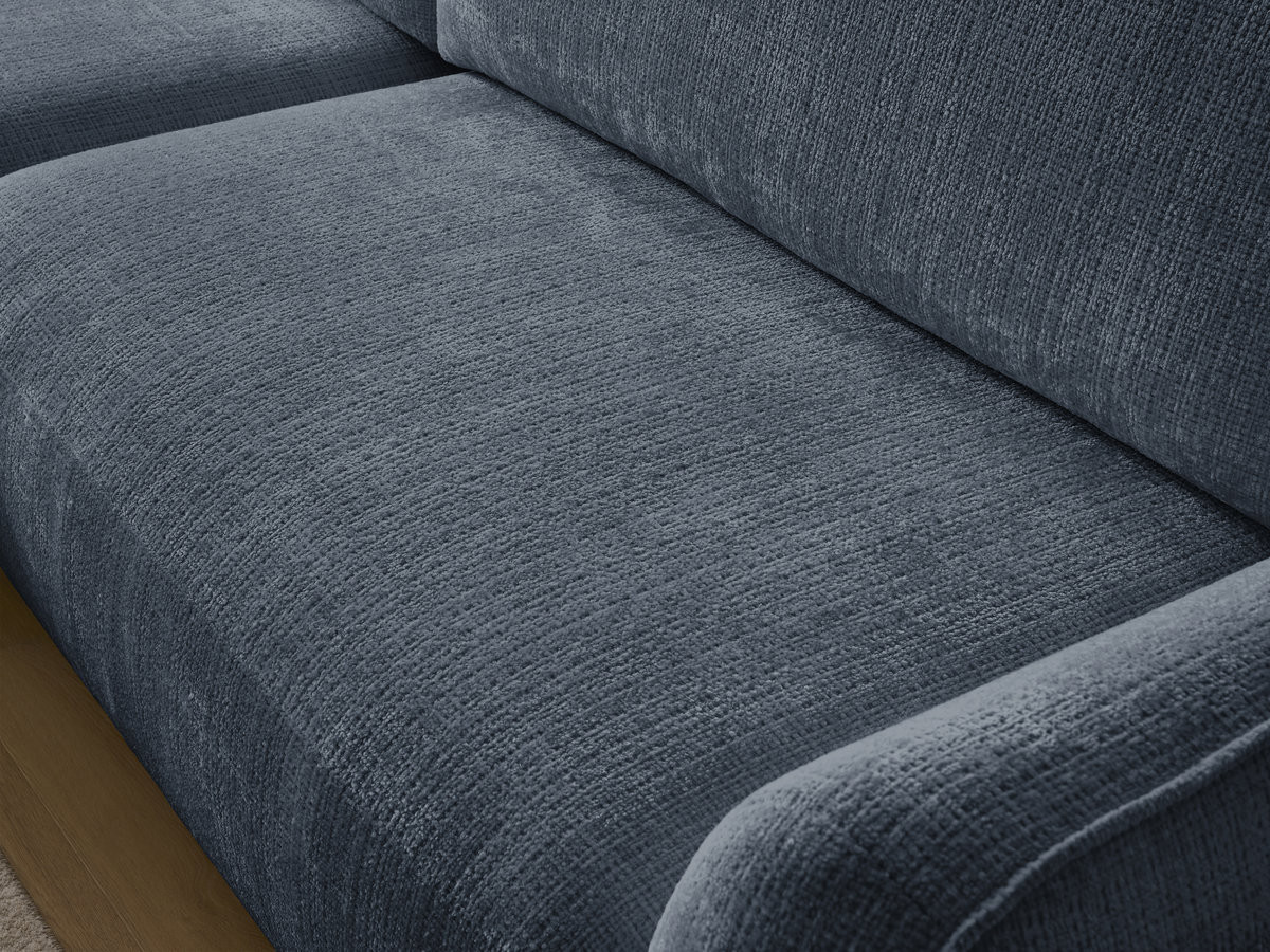 Bobochic Denise Ecksofa mit Schlaffunktion und Bettkasten 258 × 160 cm Strukturstoff Dunkelblau Ecke links