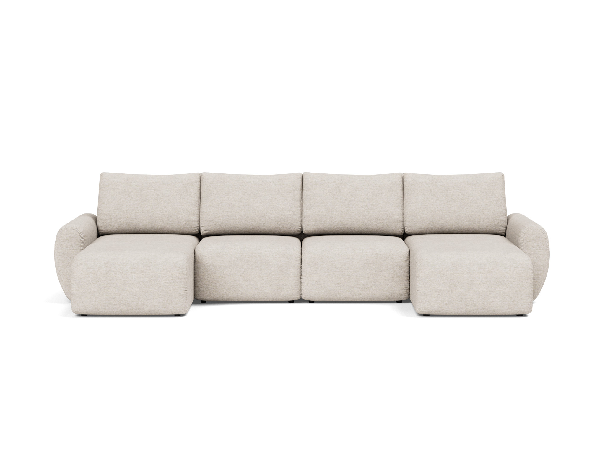 Schlafsofa Norum U-Form mit Curve-Armlehnen Chenille Yuveno 470-Natural