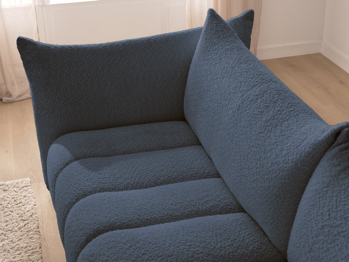 Bobochic Azra Ecksofa 262 × 178 cm Bouclé-Stoff Dunkelblau Ecke links