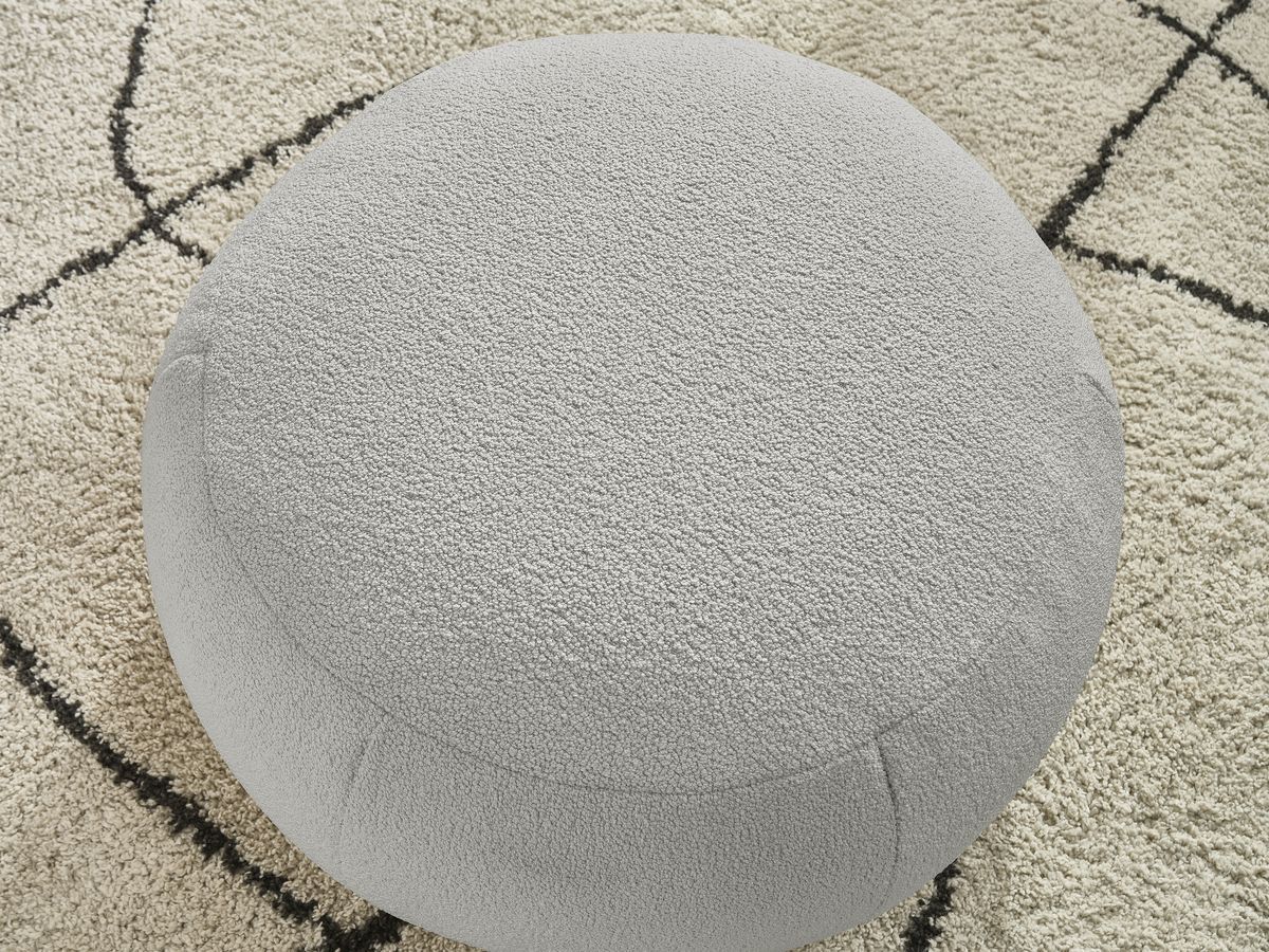 Bobochic Hayden Pouf, rund Bouclé-Stoff Hellgrau, 76 cm