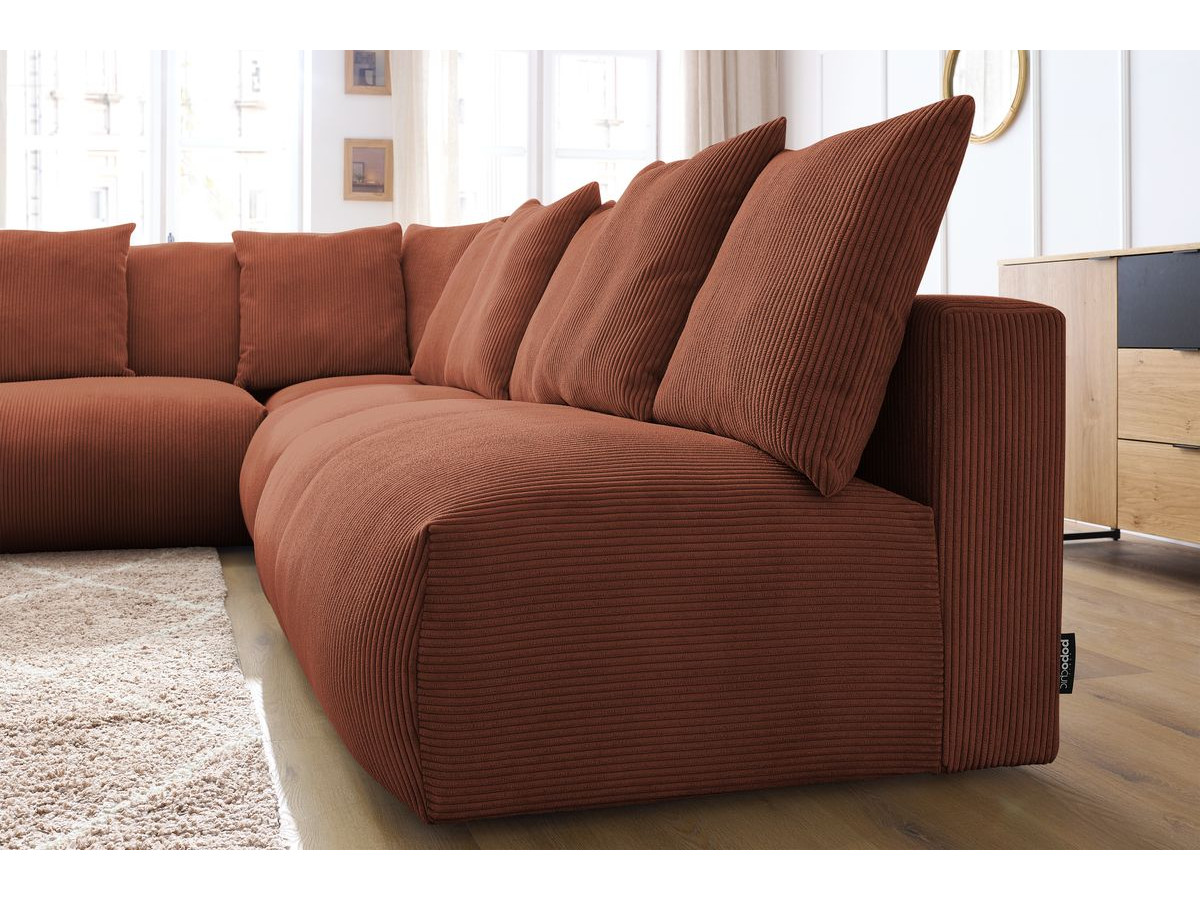 Bobochic Voltaire Ecksofa 322 × 268 cm Cordsamt Orange Ecke links