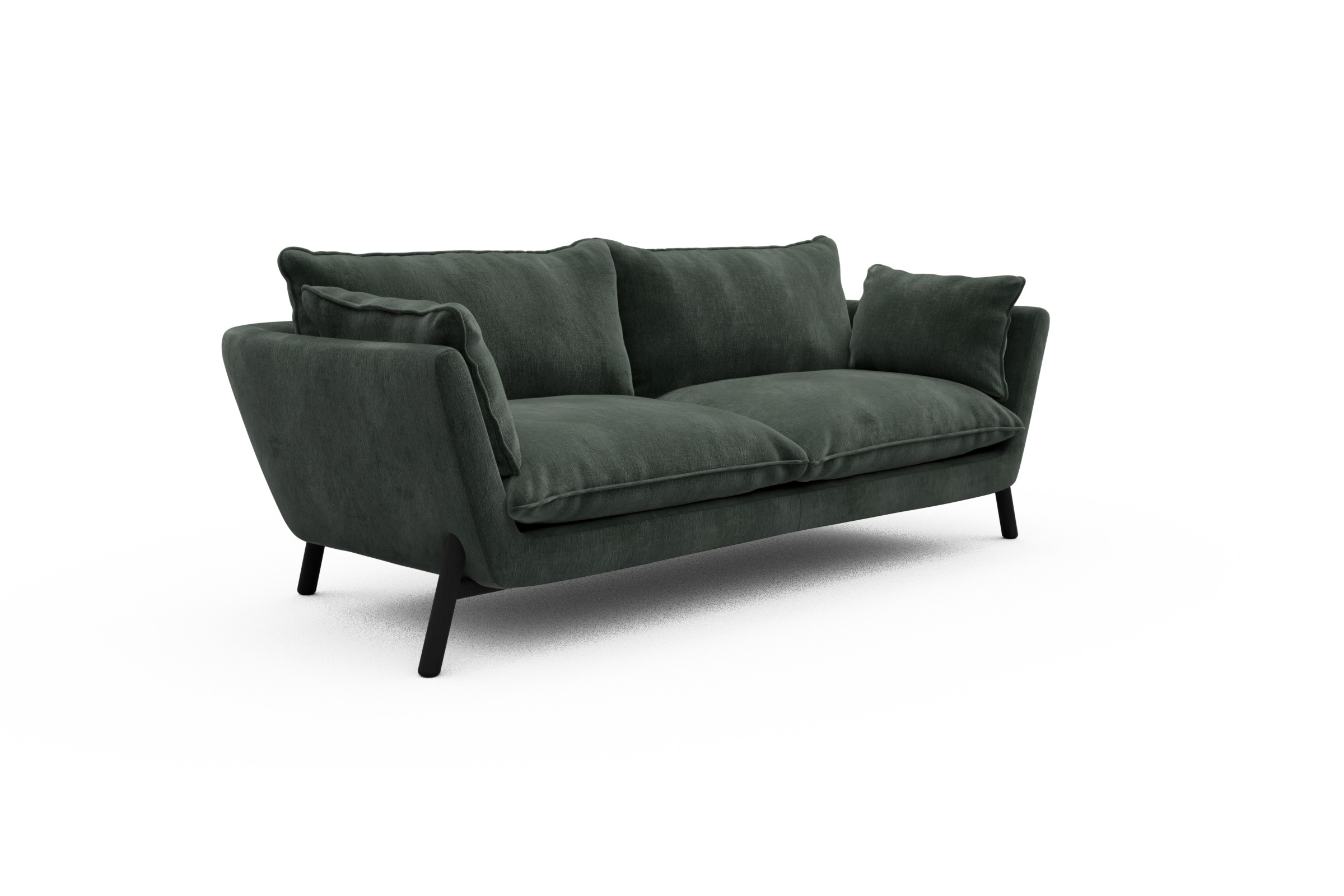 Sofa Emil PREMIUM 3-Sitzer Beinfarbe Eiche Schwarz Smooth-Laurel-Green
