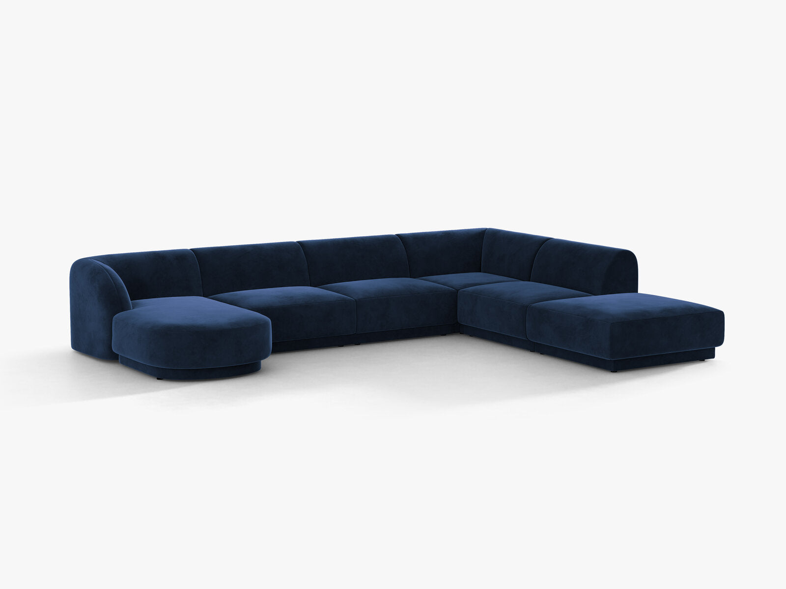 Micadoni Panorama-Ecksofa Miley 6-Sitzer Rechts Samt Bluvel Königsblau