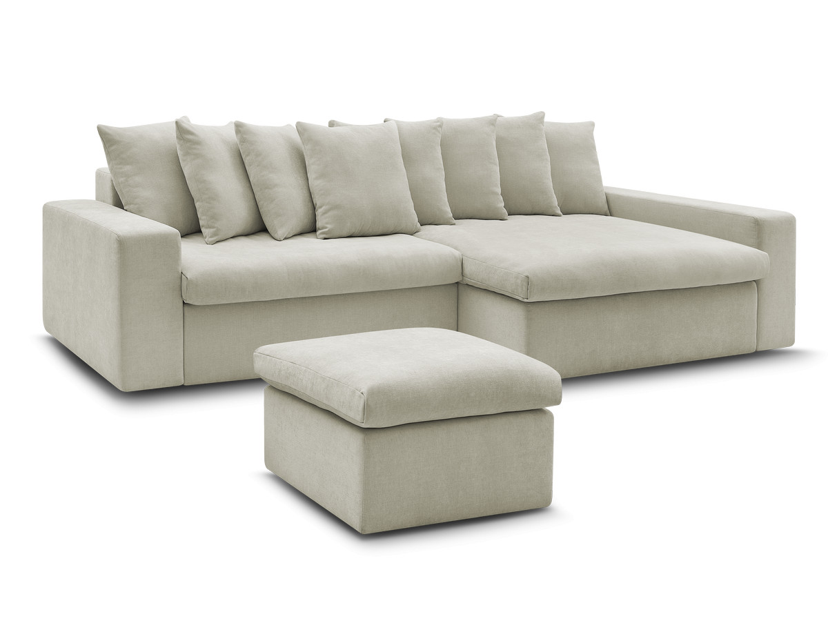 Bobochic Enore Ecksofa mit Pouf Stoff Beige Ecke rechts