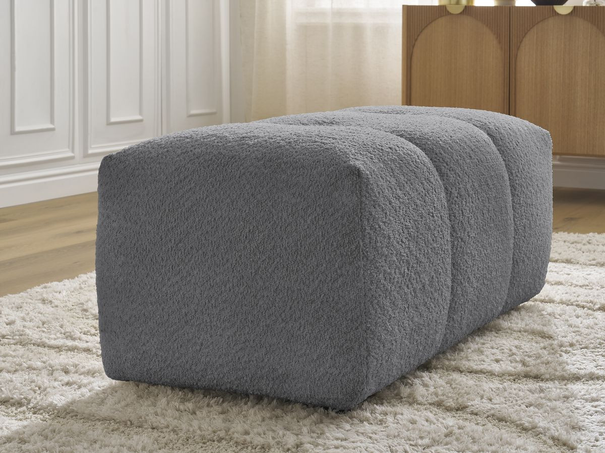 Bobochic Roxelane Pouf Bouclé-Stoff Dunkelgrau