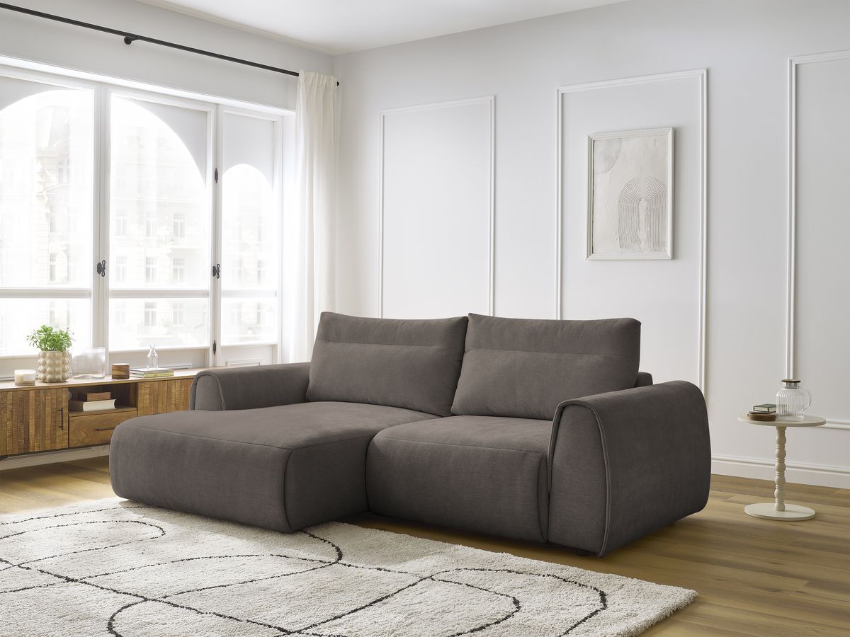 Bobochic Aden Ecksofa 246 × 152 cm Stoff Taupe Ecke links