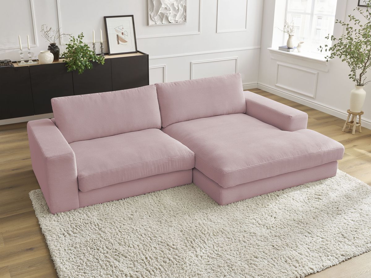 Bobochic Leonard Ecksofa 234 × 159 cm Cordsamt Violett Ecke rechts