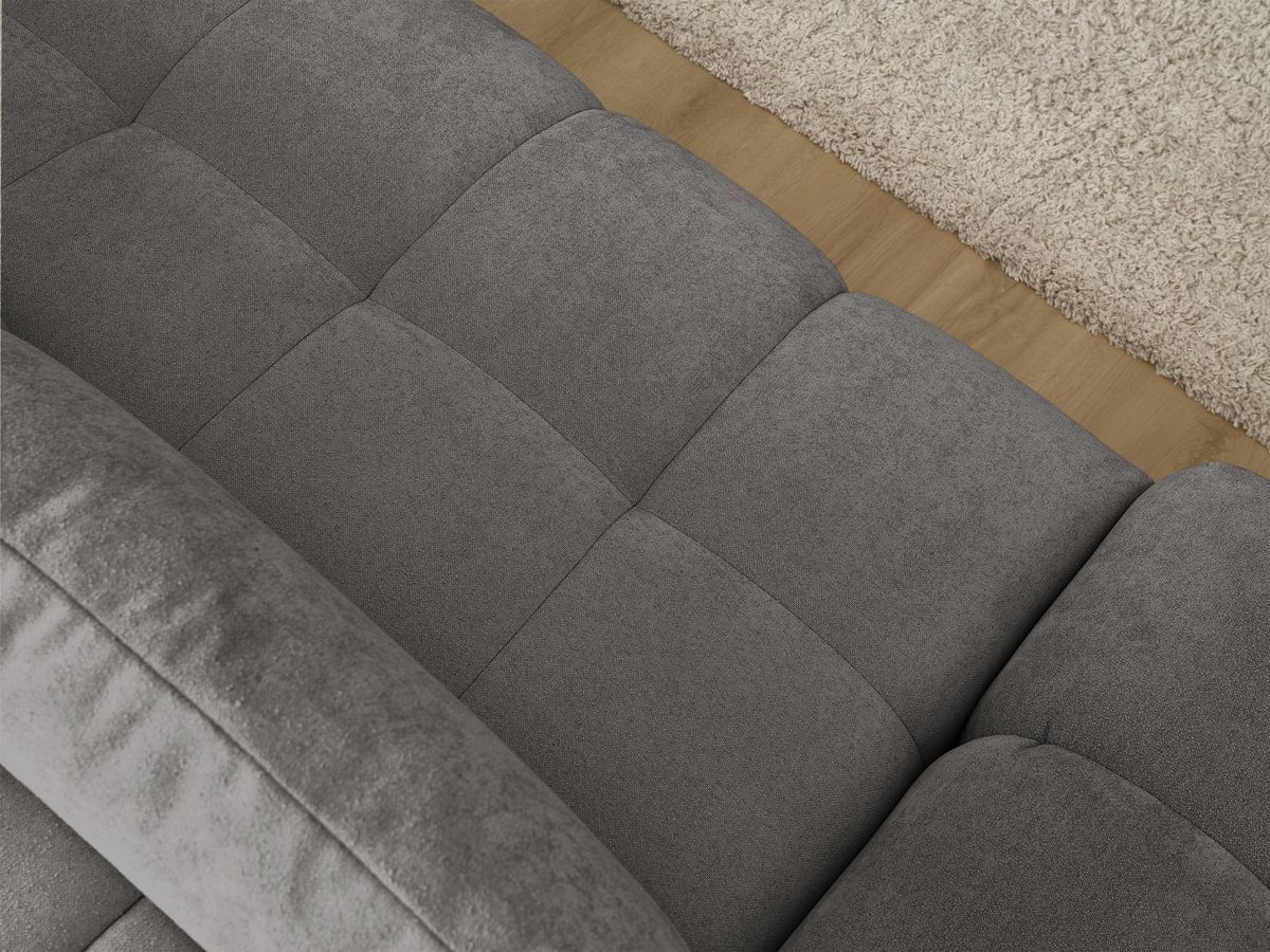 Bobochic Everest Ecksofa mit Schlaffunktion und Bettkasten 318 × 180 cm, 3 Kissen Strukturstoff Dunkelgrau Ecke rechts