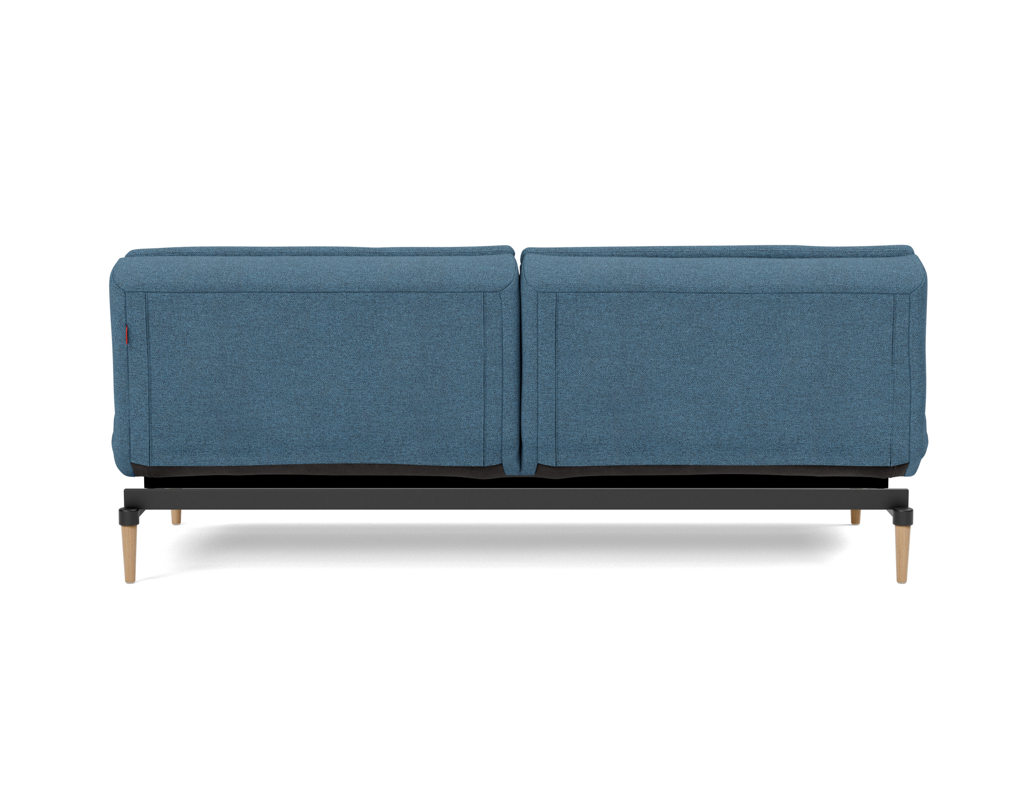 Schlafsofa Dublexo Strukturierter Stoff Weda 302-Weda-Blue Beine Styletto Eiche hell