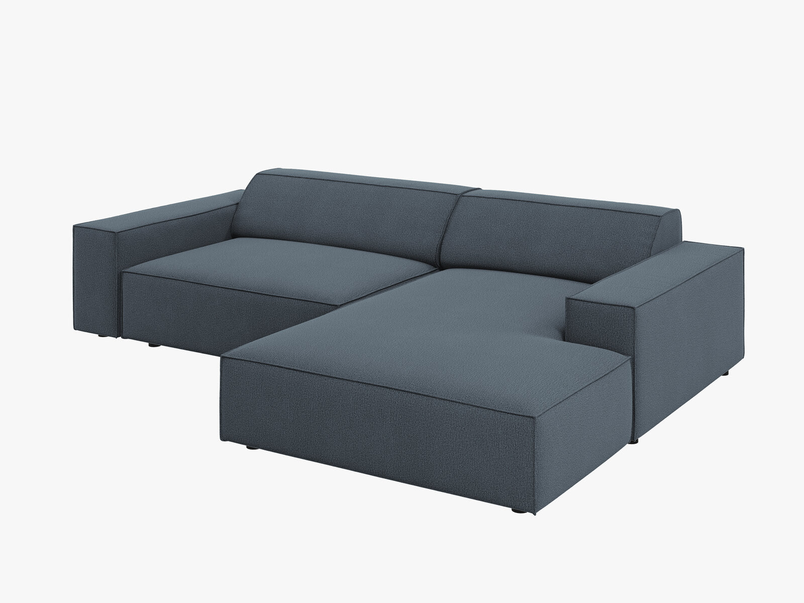 Micadoni Ecksofa Jodie 3-Sitzer Rechts Strukturierter Stoff Megan Blau