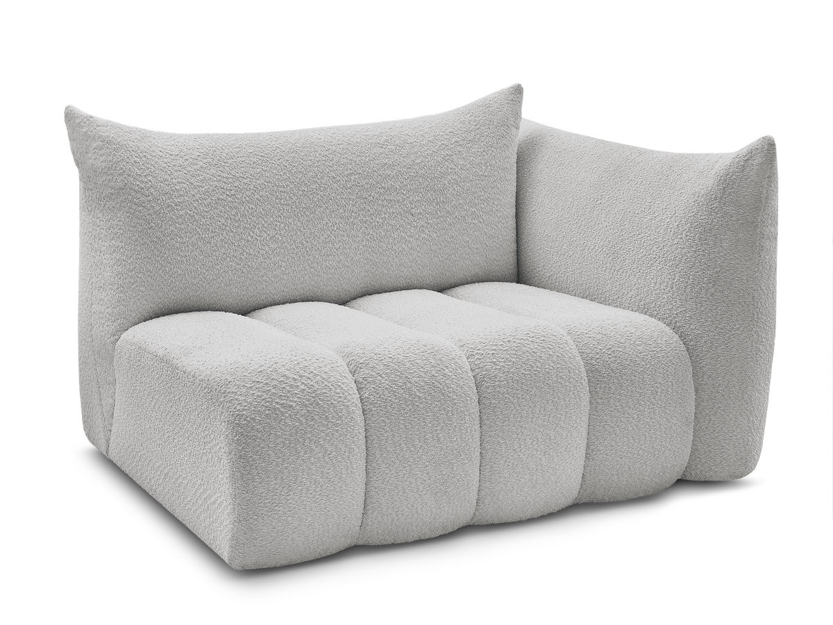 Bobochic Azra Sofamodul 2-Sitzer 143 × 112 cm Bouclé-Stoff Hellgrau Ecke rechts