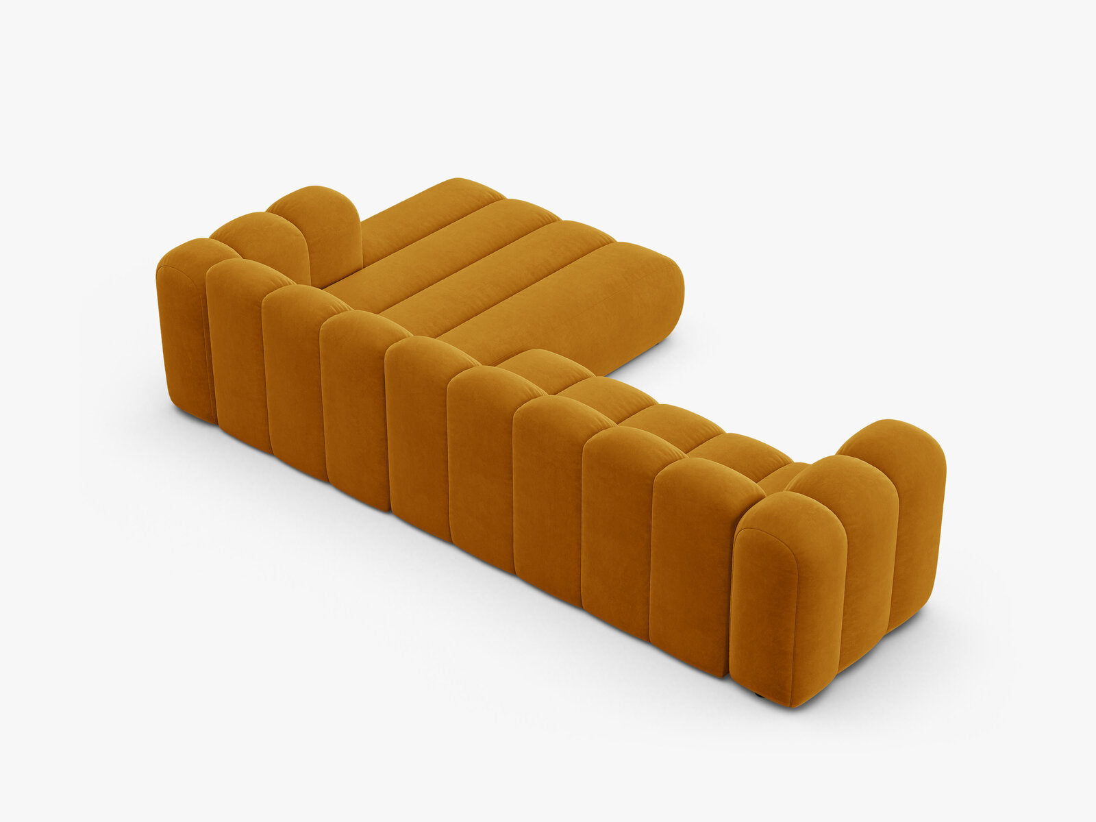 Micadoni Modulares Ecksofa Lupine 4-Sitzer Rechts Samt Salvador Gelb