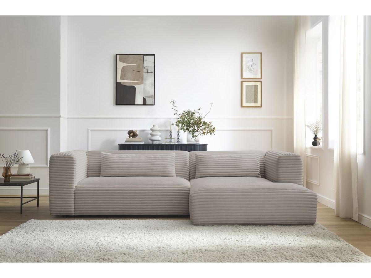 Bobochic Harry Ecksofa Breitcord weich Taupe Ecke rechts