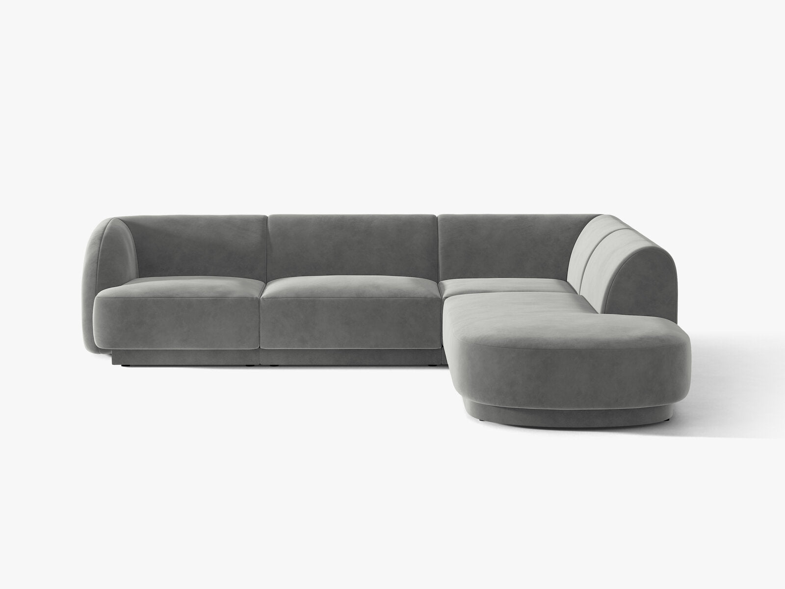 Micadoni Ecksofa Miley 6-Sitzer Rechts Samt Venus Hellgrau
