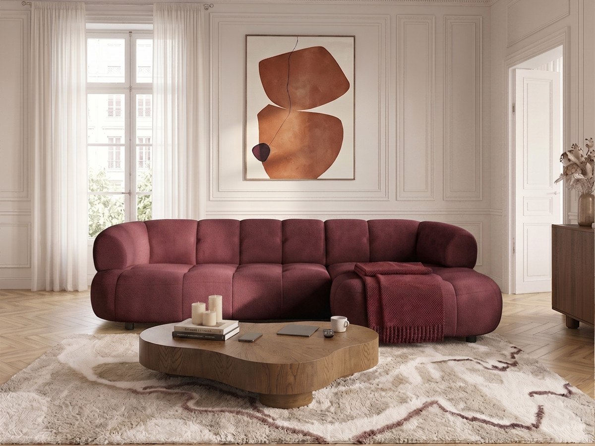 Bobochic Lovely Ecksofa mit Schlaffunktion Stoff Rot Ecke rechts