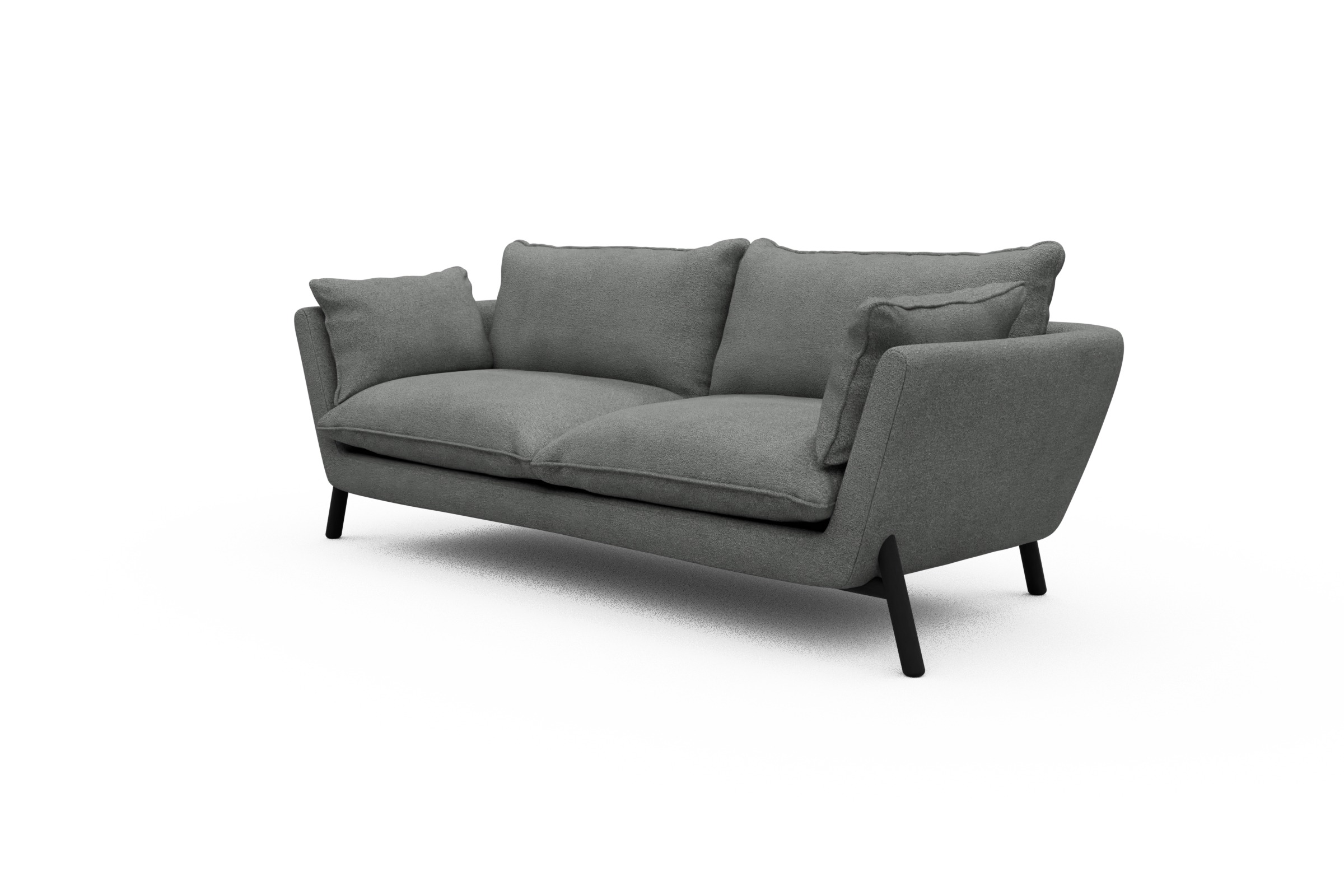 Sofa Emil PREMIUM 3-Sitzer Beinfarbe Eiche Schwarz Boucle-Ash-Grey