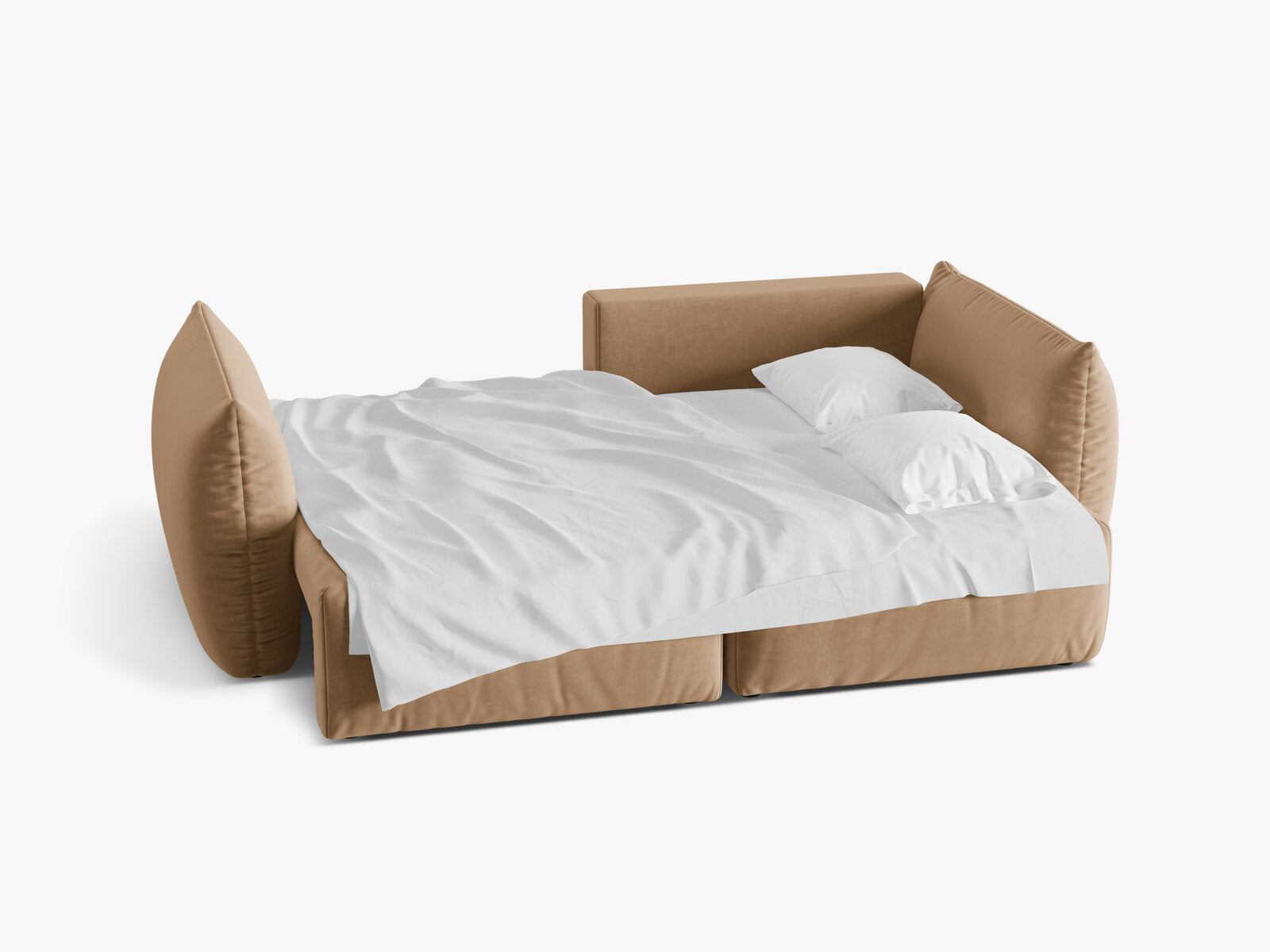 Micadoni Bloom Ecksofa 3-Sitzer mit Schlaffunktion Rechts Samt Casino Mandelbeige