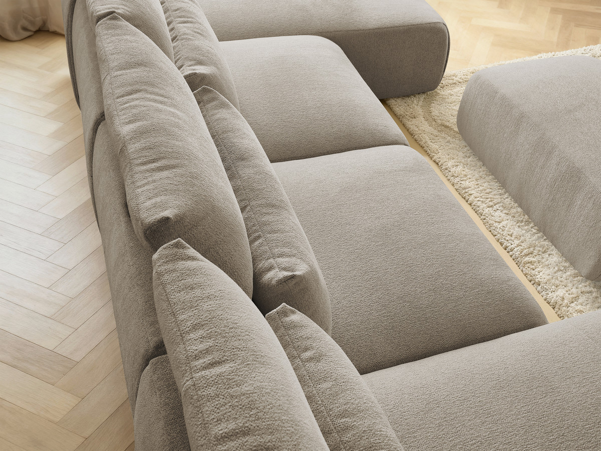 Bobochic Jana Wohnlandschaft mit kleinem Pouf Melange-Stoff Taupe