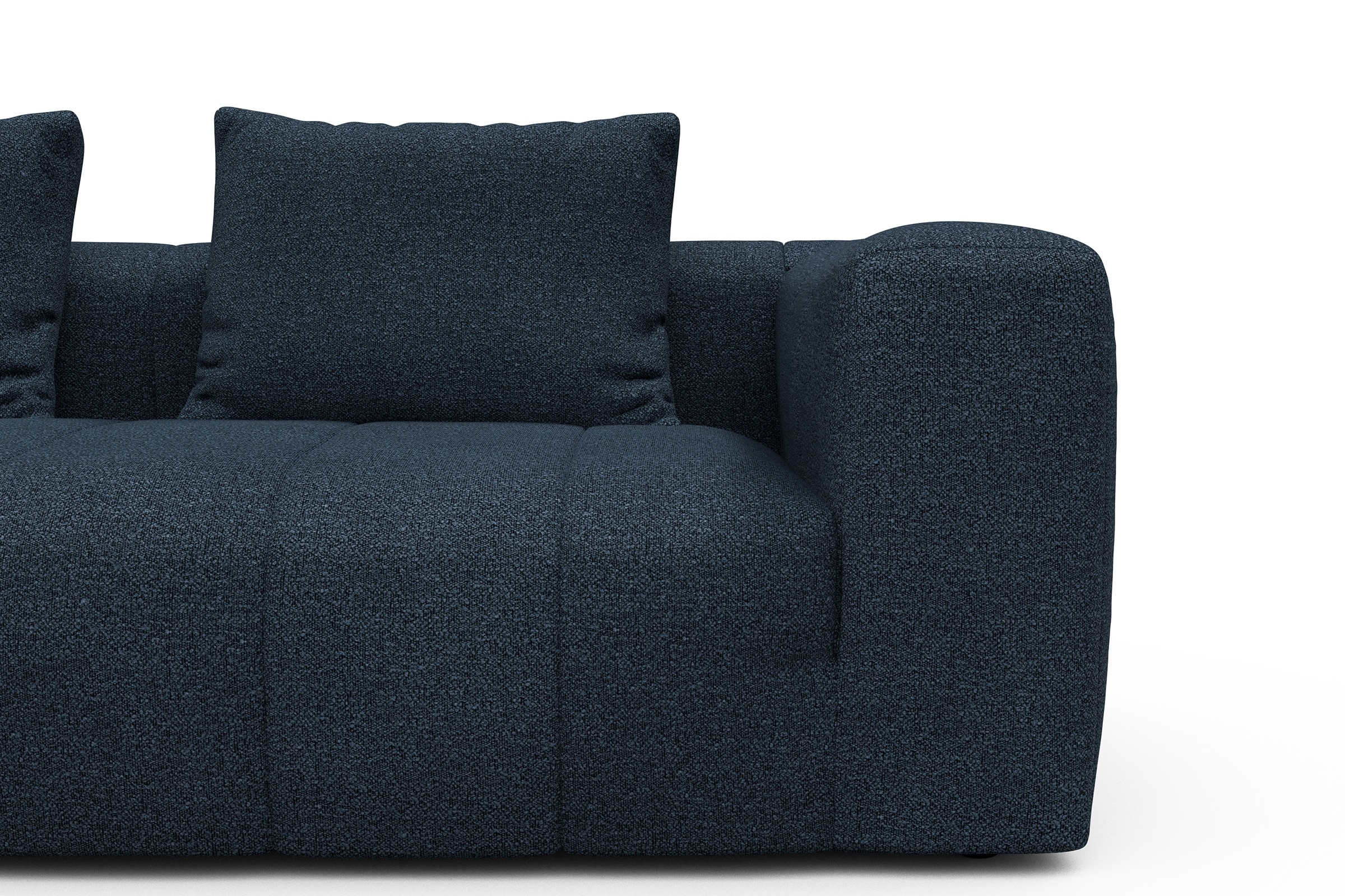 Ecksofa Hugo 2x 2,5-Sitzer Armlehne rechts Boucle-Blue