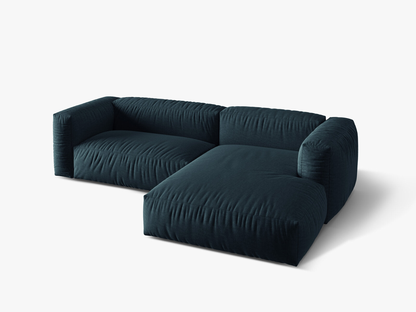 Micadoni Ecksofa Martina 2-Sitzer Rechts Strukturierter Stoff Boston Jeansblau