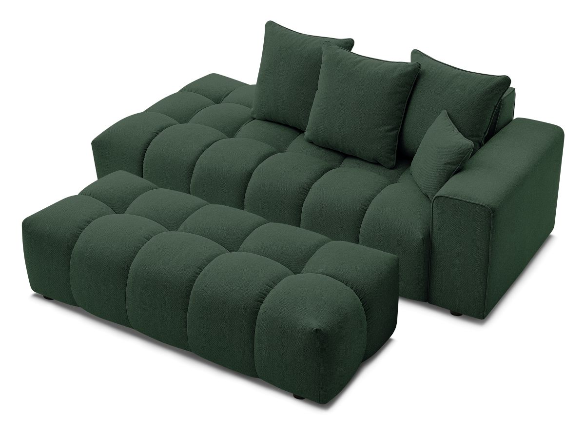 Bobochic Mont-blanc Sofa 5-Sitzer mit Pouf Melange-Stoff Grün Armlehne rechts
