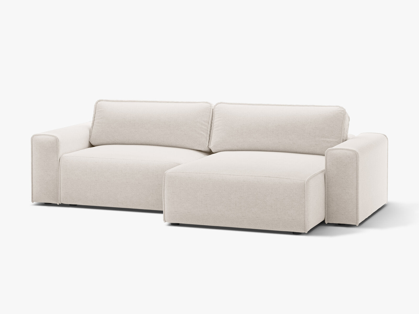 Micadoni Ecksofa Victor 3-Sitzer mit Schlaffunktion Rechts Strukturierter Stoff Helles Beige