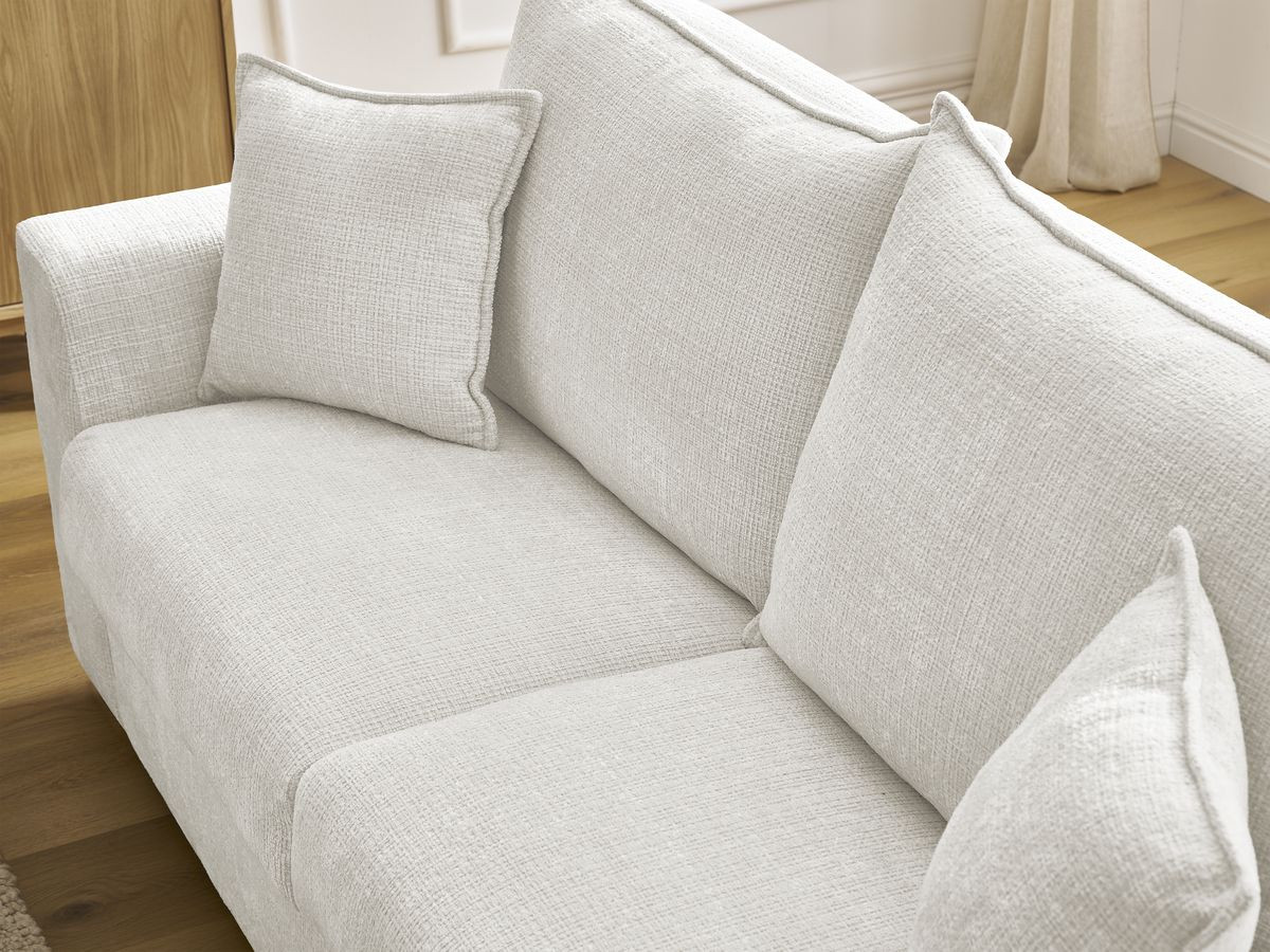 Bobochic Augustin Schlafsofa 3-Sitzer Strukturstoff Weiß, Liegefläche 140 × 200 cm