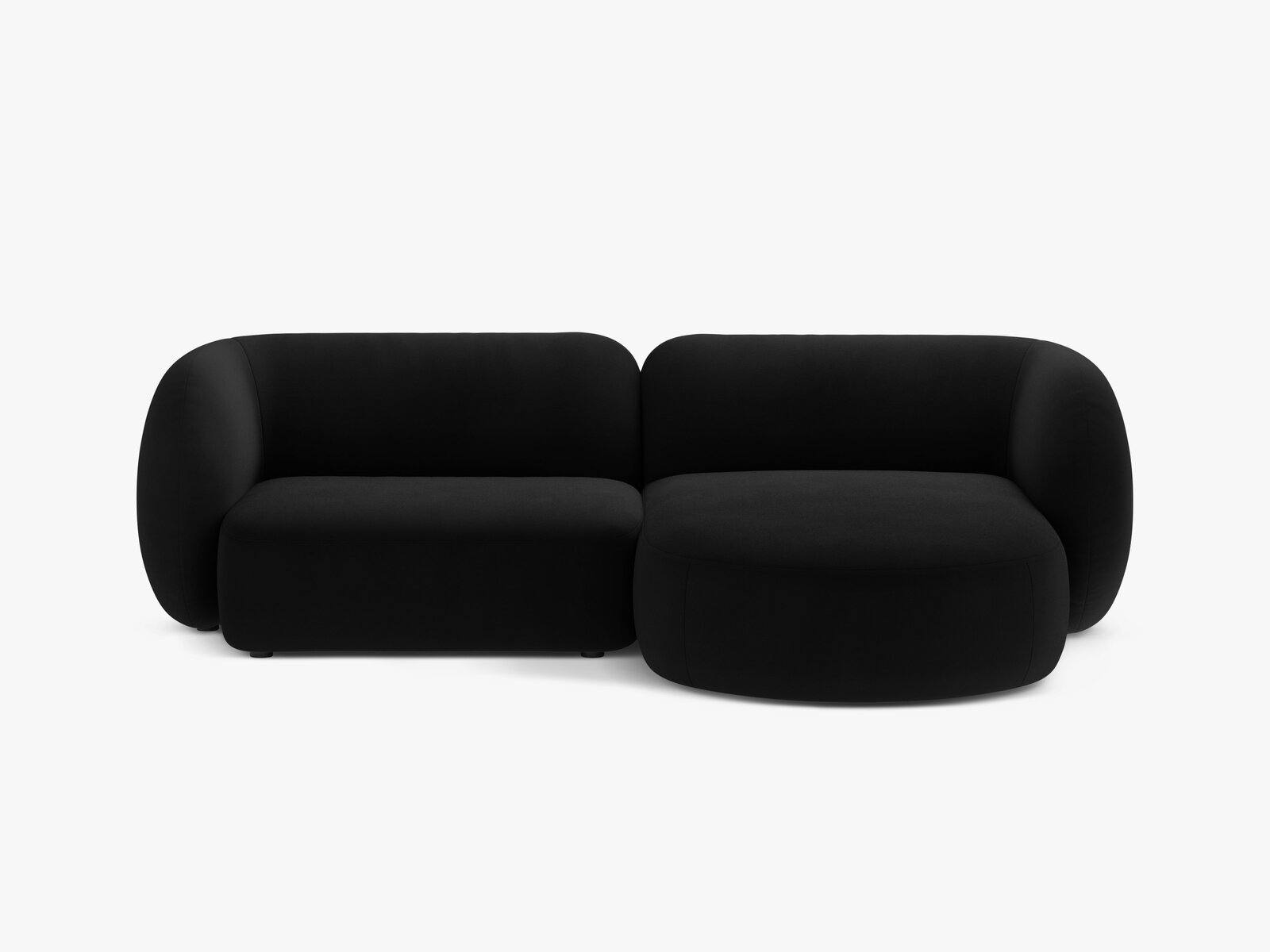 Micadoni Ecksofa Kate 2-Sitzer Rechts Samt Salvador Schwarz