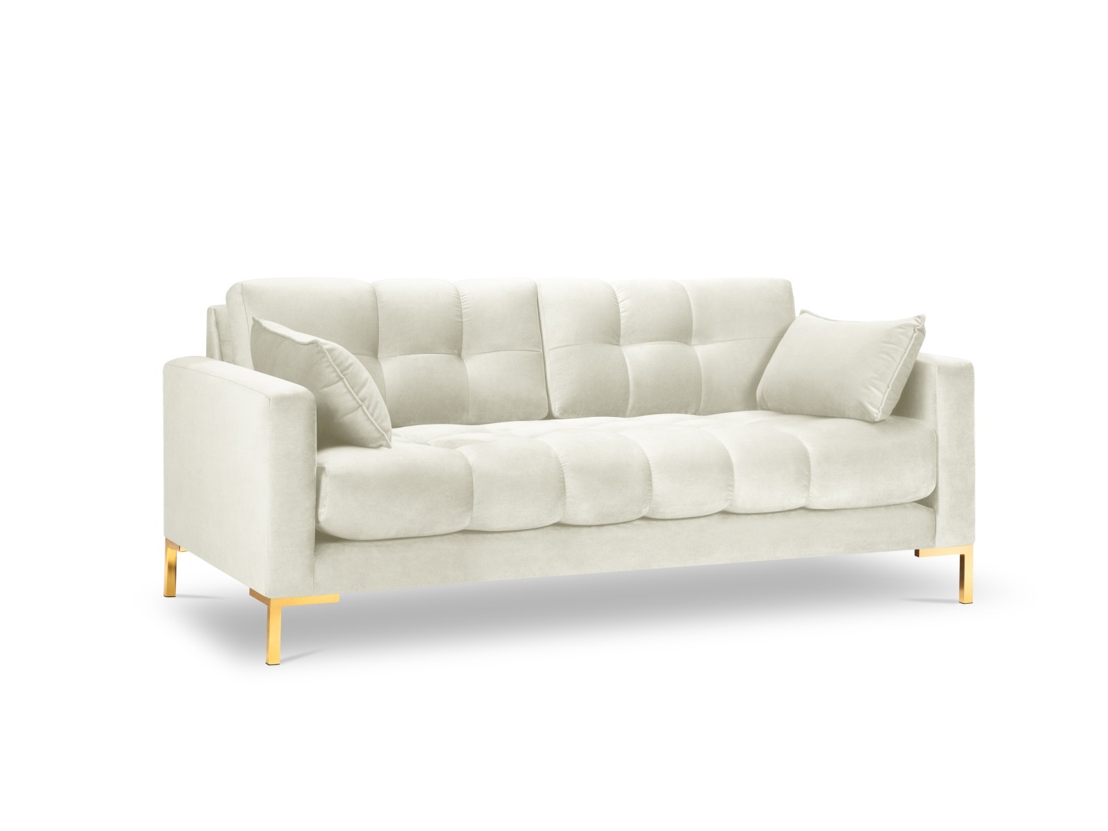 3-Sitzer Velvet Sofa Mamaia | Bezug Light Beige | Beinfarbe Gold Metal