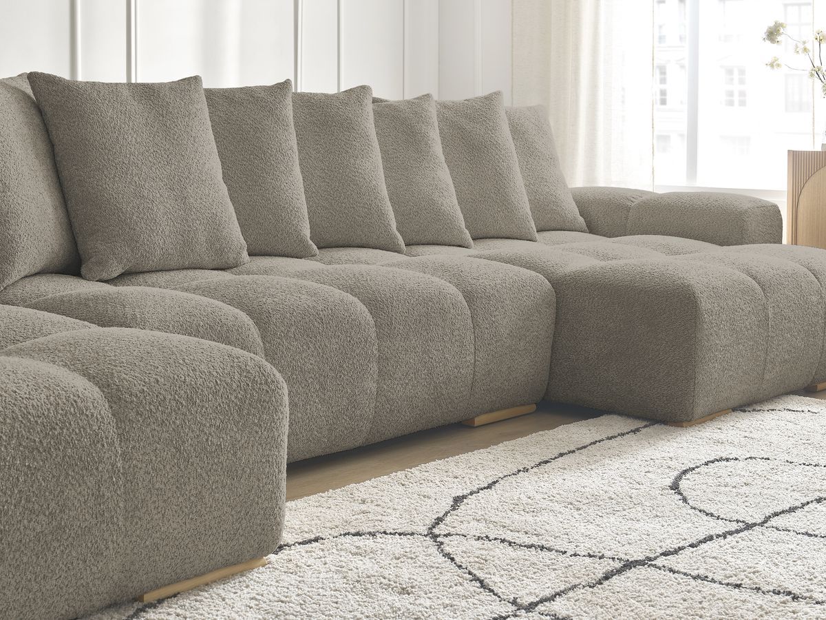 Bobochic Anakin Wohnlandschaft, 10 Kissen Bouclé-Stoff Taupe