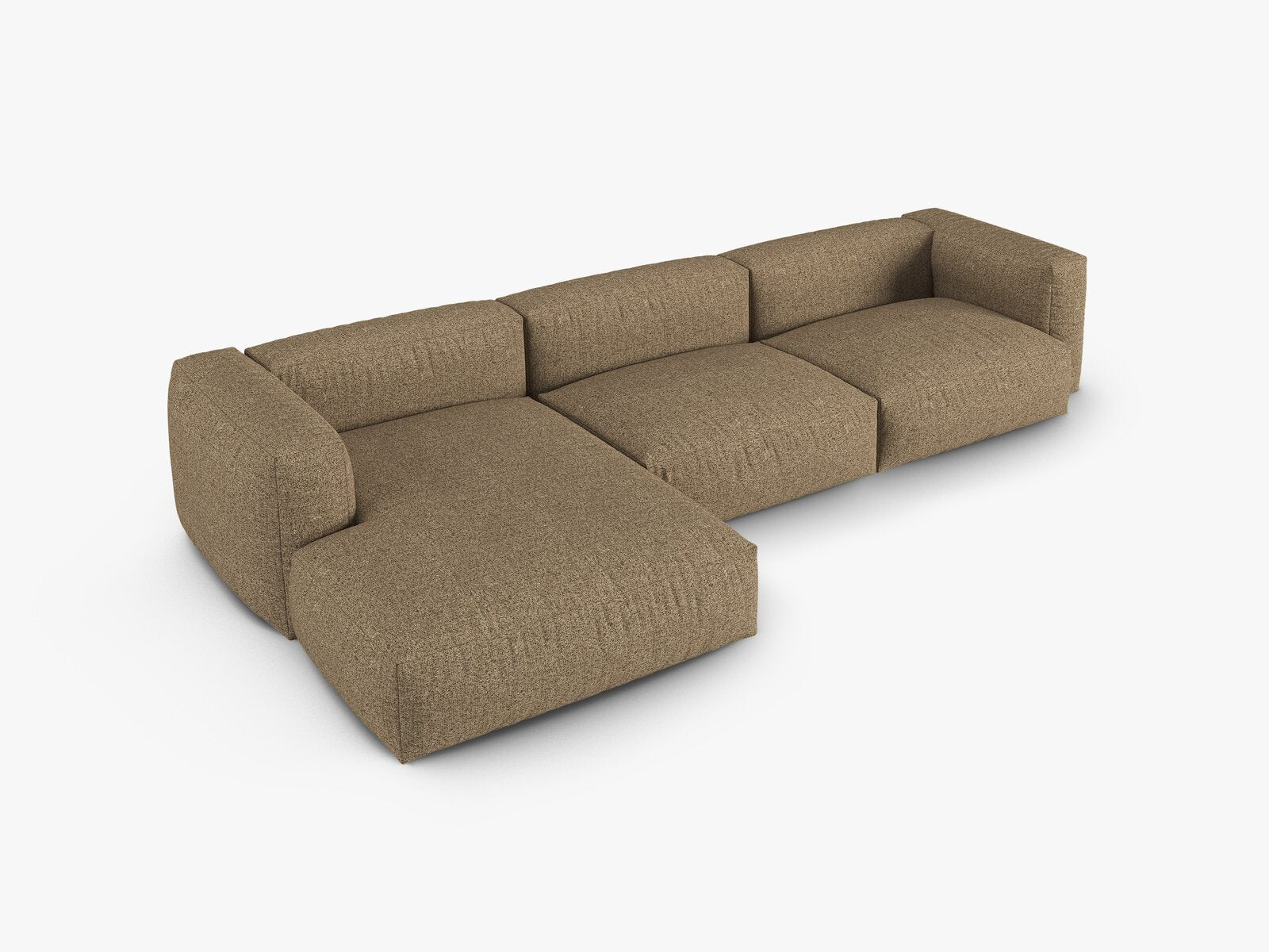 Micadoni Ecksofa Martina 3-Sitzer 90cm Sitztiefe Links Boucle Monet Cappuccino