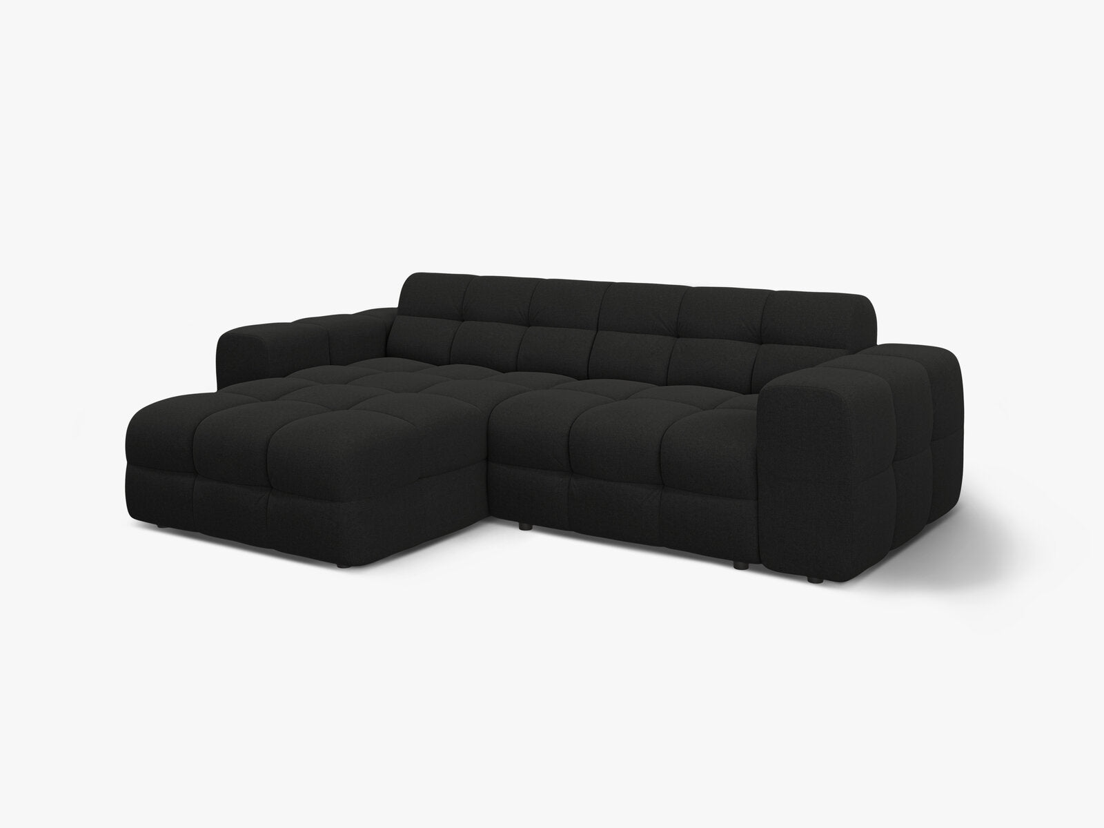 Micadoni Ecksofa Kendal 4-Sitzer Links Strukturierter Stoff Schwarz